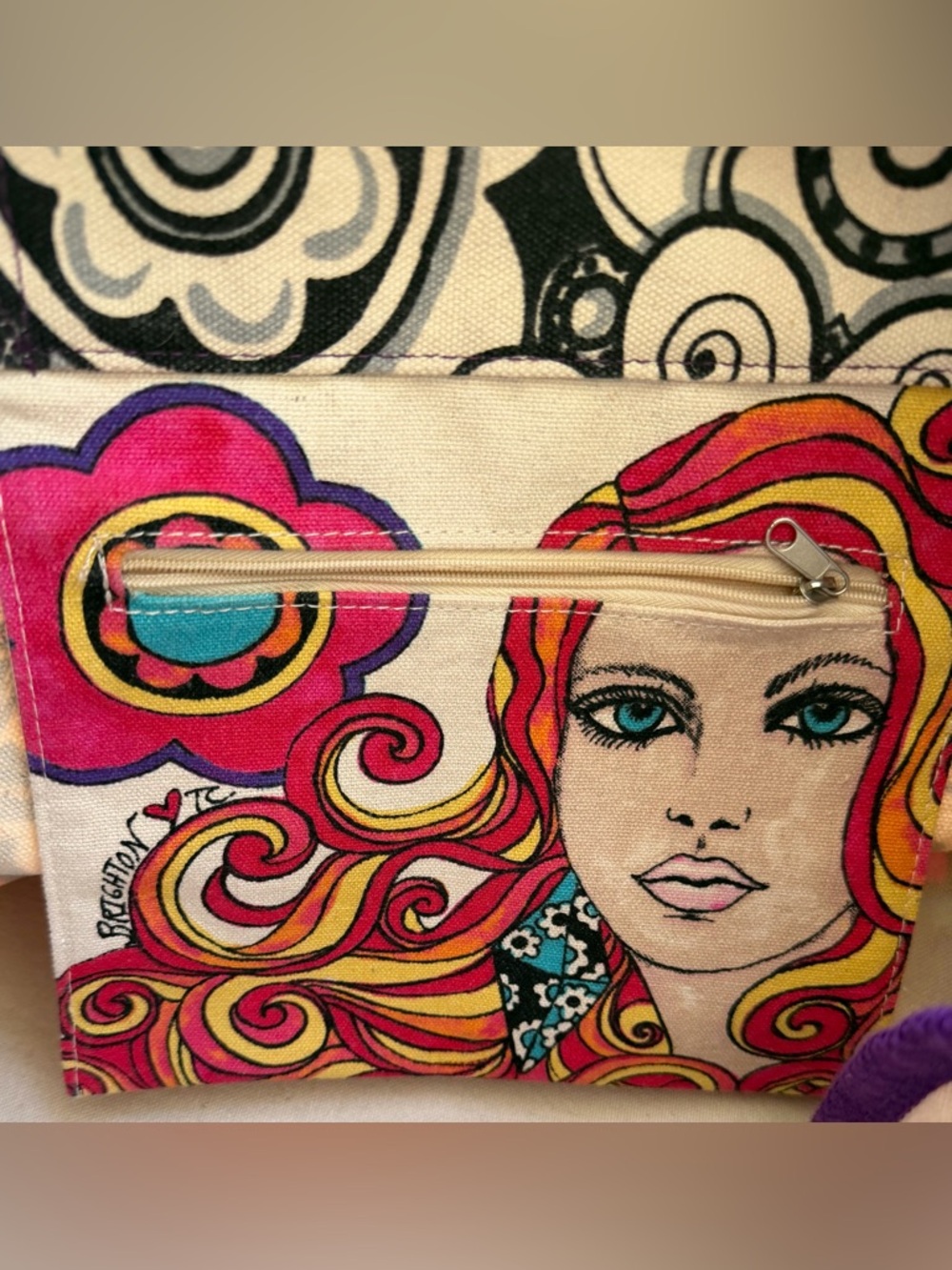 Brighton Love Groove II Canvas Tote Tom Clancy Designer Collectible Shopping Bag - Picture 9 of 14